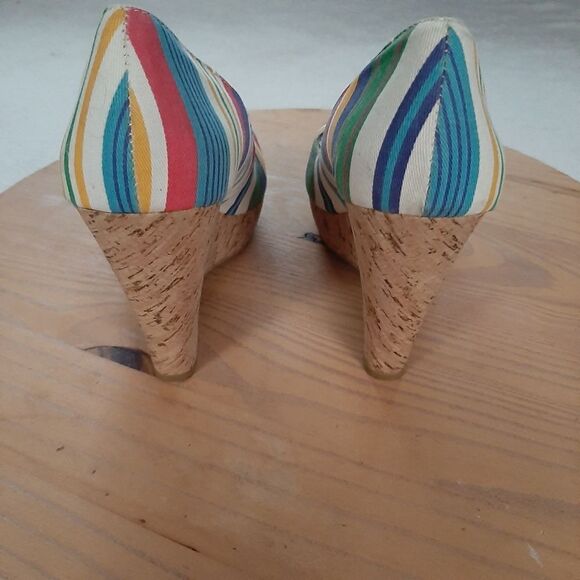 Nine West Platform Peeptoe Wedge Heels Size 8 - Picture 4 of 9